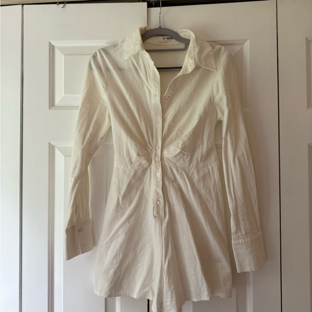 Nordstrom white Button-Up Romper with back ties